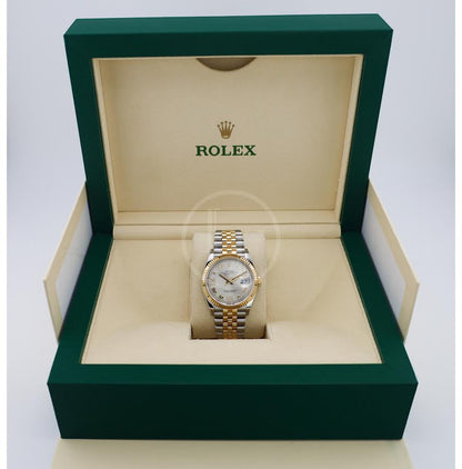 Rolex Datejust 36 Yellow Gold/Steel Silver Roman Diamond VI Dial & Fluted Bezel Jubilee Bracelet 126233