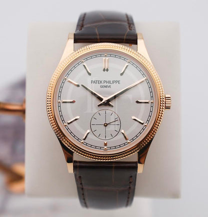 Patek Philippe Calatrava "Clous de Paris" Rose Gold Hobnail BezelSilver Dial - 6119R-001