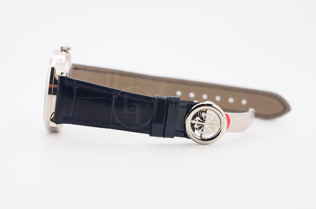 Patek Philippe Complications Annual Calendar Moon Phases White Gold Blue Baguette Diamond Dial | 5396G-017