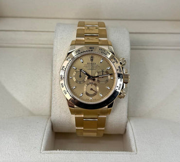 Rolex Daytona Yellow Gold Champagne Index Dial Yellow Gold Bezel Oyster Bracelet 116508