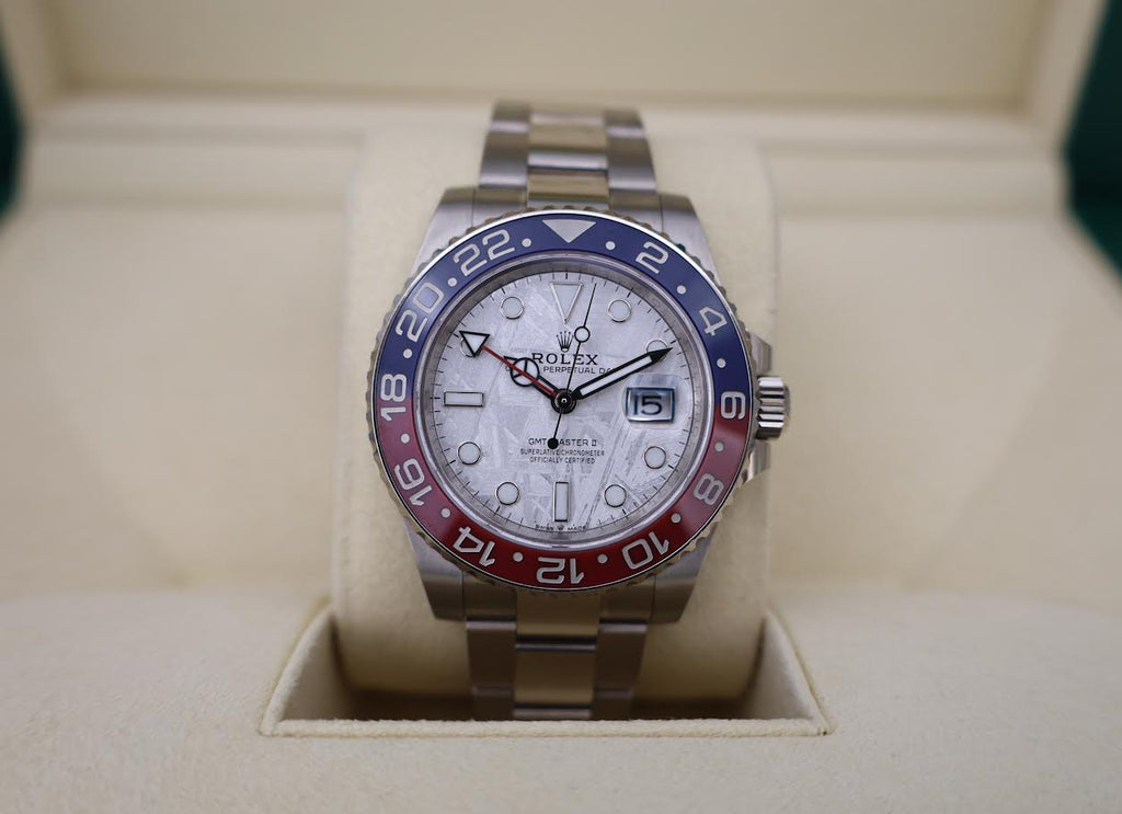 Rolex GMT Master II White Gold Meteorite Luminous Dial Red/Blue Ceramic Bezel Oyster Bracelet 126719BLRO