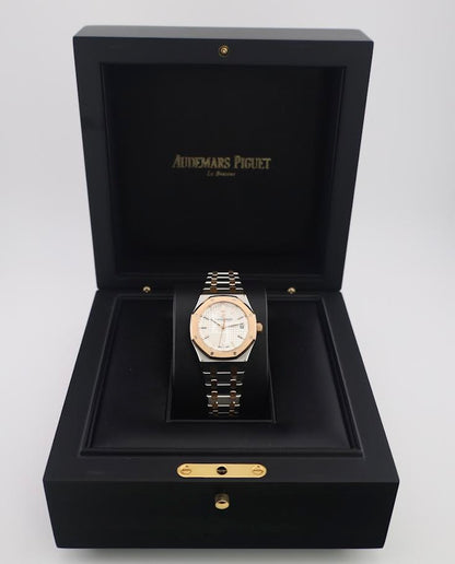 Audemars Piguet Royal Oak 34mm Stainless Steel Rose Gold Bezel Silver Dial - 77350SR.OO.1261SR.01