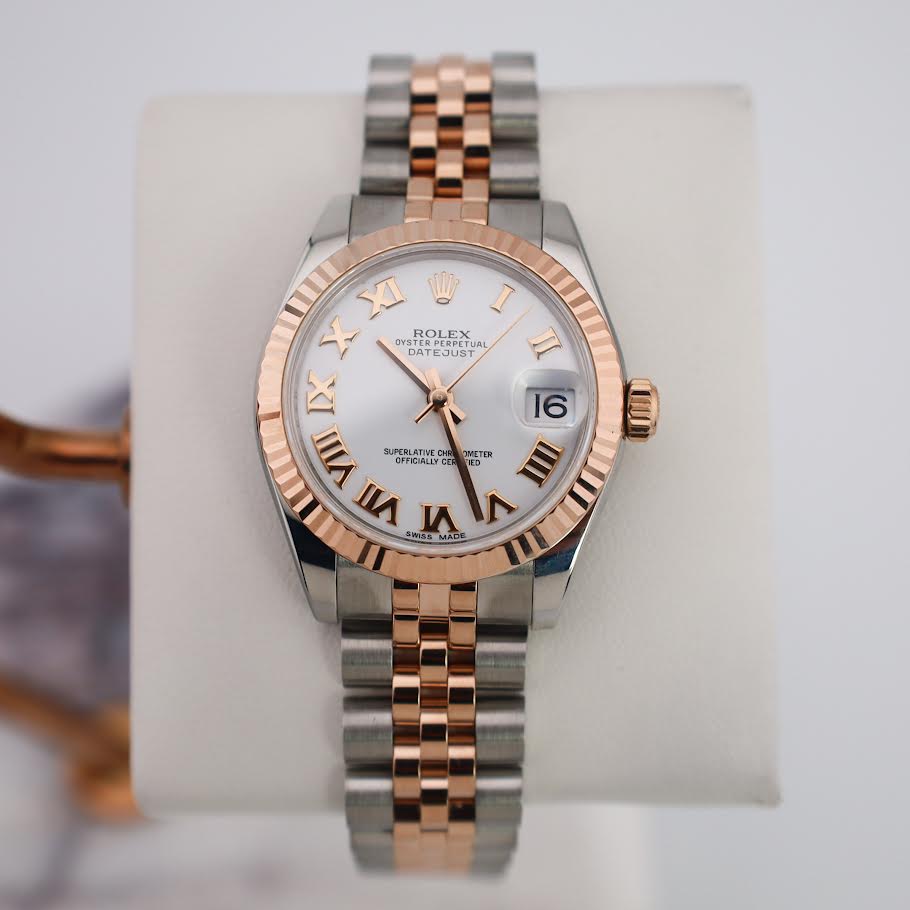 Rolex Datejust 31 Lady Midsize Rose Gold/Steel White Roman Dial & Fluted Bezel Jubilee Bracelet 178271