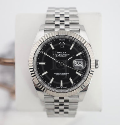 Rolex Datejust 41 White Gold/Steel Black Index Dial Fluted Bezel Jubilee Bracelet 126334 -
