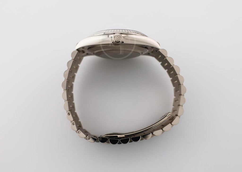 Rolex Day-Date 40 White Gold Blue Roman Dial & Fluted Bezel President Bracelet 228239 -