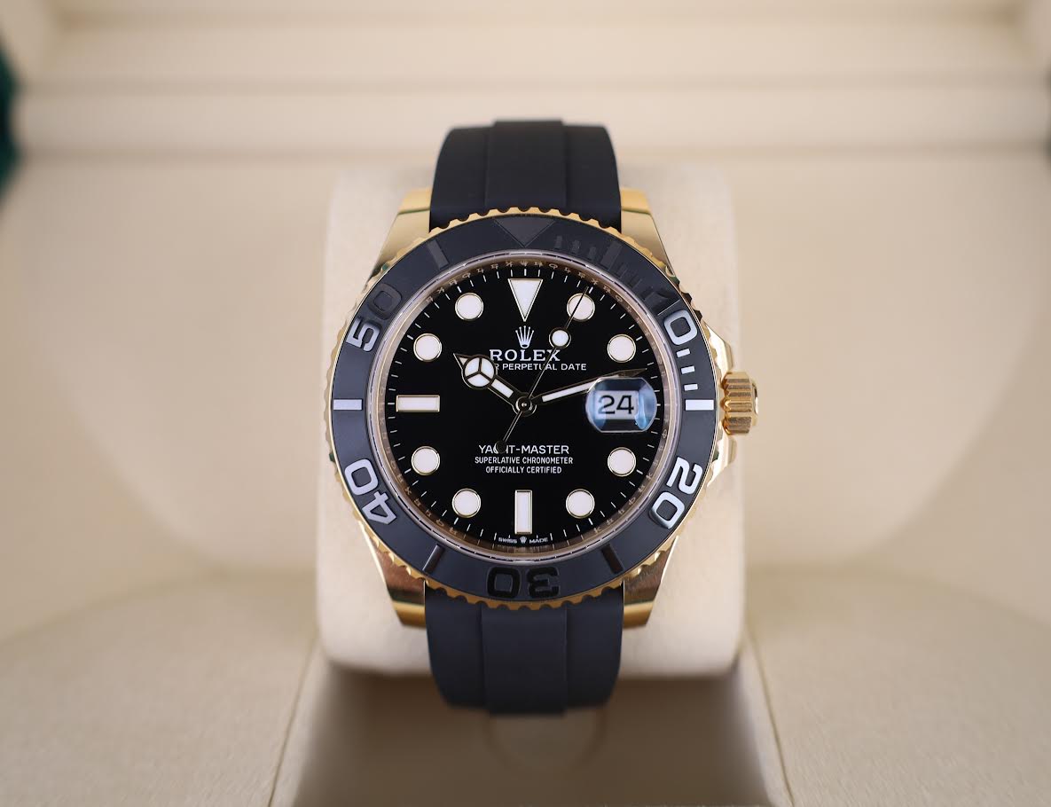 Rolex Yacht-Master 42 Yellow Gold Watch - Black Dial - Oysterflex Strap - 226658