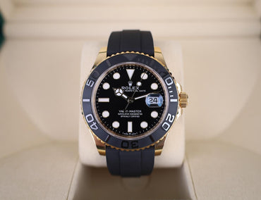 Rolex Yacht-Master 42 Yellow Gold Watch - Black Dial - Oysterflex Strap - 226658