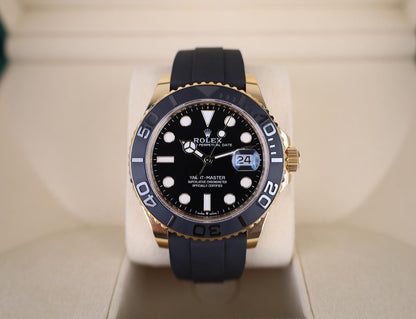 Rolex Yacht-Master 42 Yellow Gold Watch - Black Dial - Oysterflex Strap - 226658