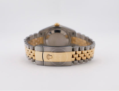 Rolex Datejust 36 Yellow Gold/Steel Silver Roman Diamond VI Dial & Fluted Bezel Jubilee Bracelet 126233
