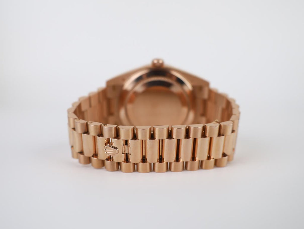 Rolex Day-Date 40 Rose Gold Sundust Diamond Dial & Fluted Bezel President Bracelet 228235 -