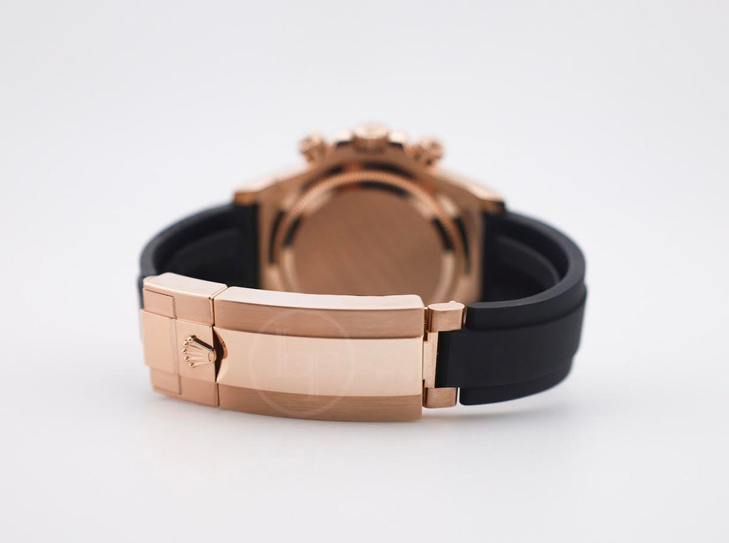 Rolex Daytona Rose Gold Sundust/Bright Black Dial 40 mm Oysterflex Rubber Bracelet Watch - 126515LN