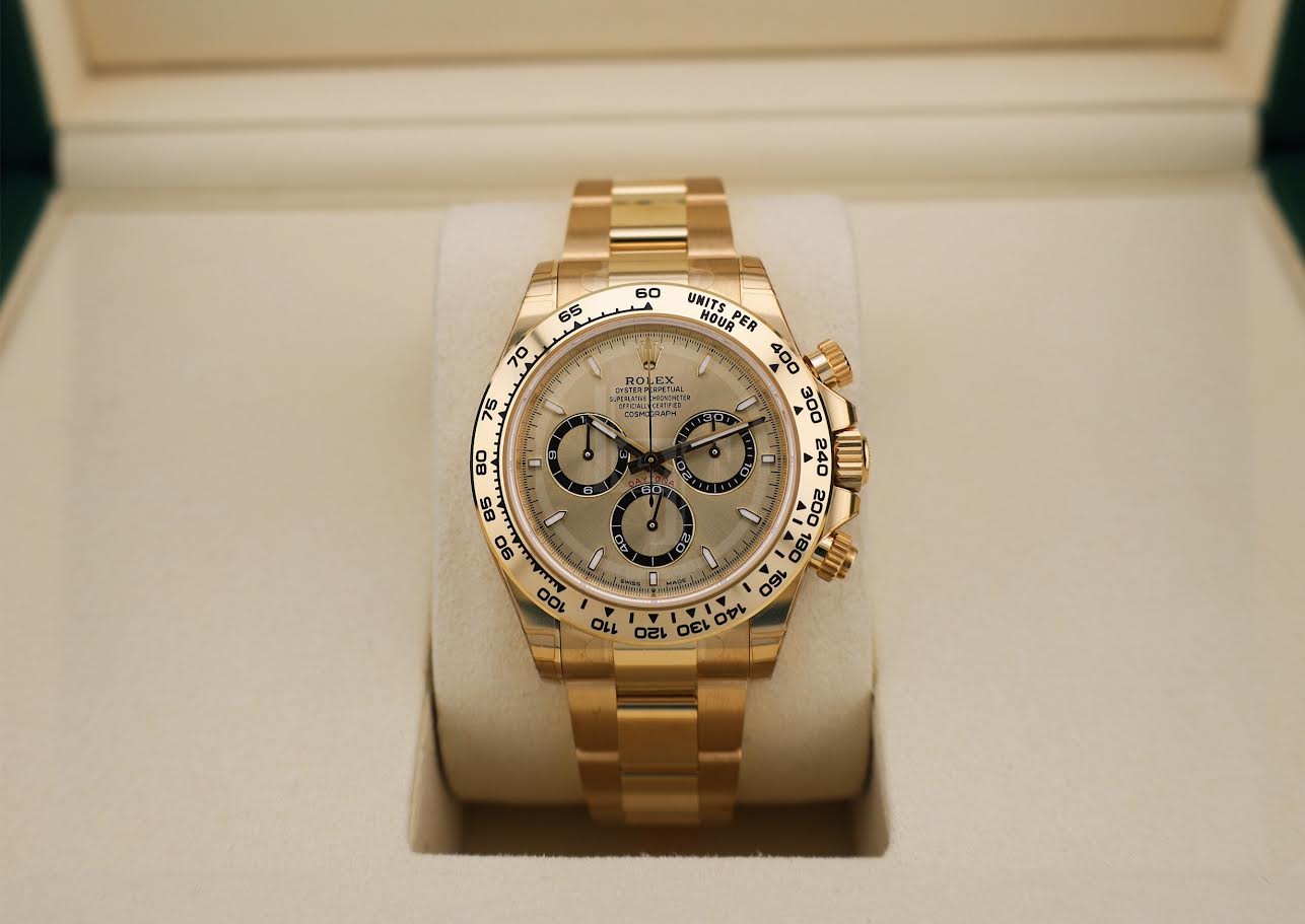 Rolex Yellow Gold Cosmograph Daytona Watch - Fixed Bezel - Golden Index Dial - Oyster Bracelet - 126508 chio