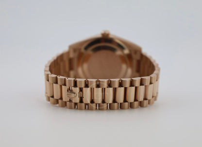 Rolex Day-Date 40 Rose Gold Olive Green Roman Dial & Fluted Bezel President Bracelet 228235 -