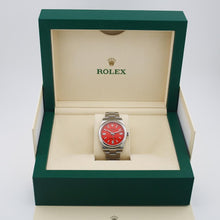 Load image into Gallery viewer, Rolex Oyster Perpetual 41 Watch - Domed Bezel - Coral Red Index Dial - Oyster Bracelet - 2020 Release - 124300 reio