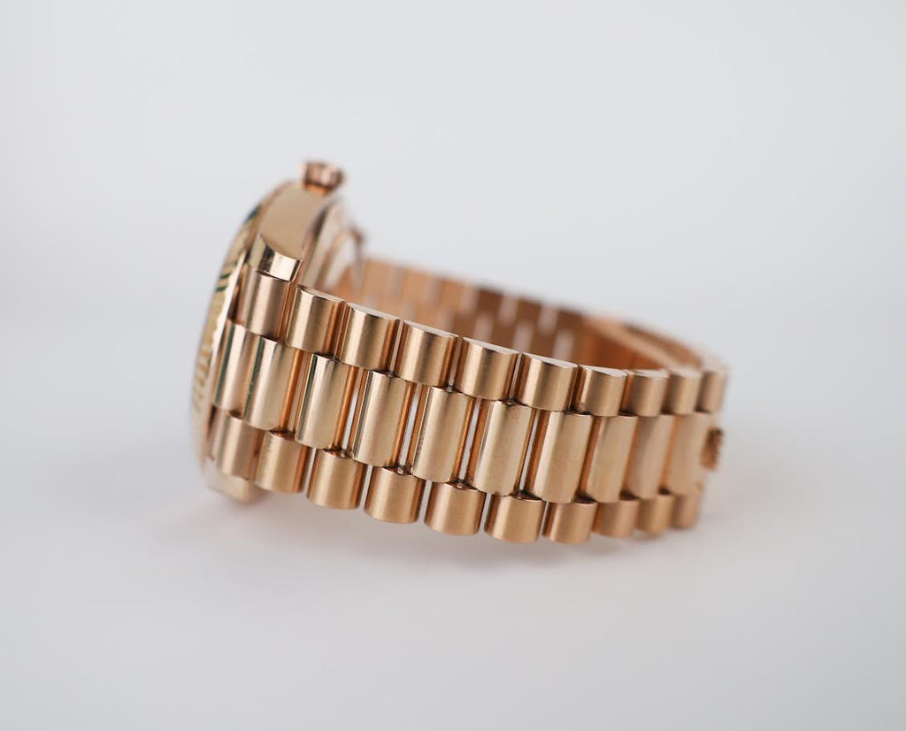 Rolex Day-Date 40 Rose Gold Sundust Diamond Dial & Fluted Bezel President Bracelet 228235 -