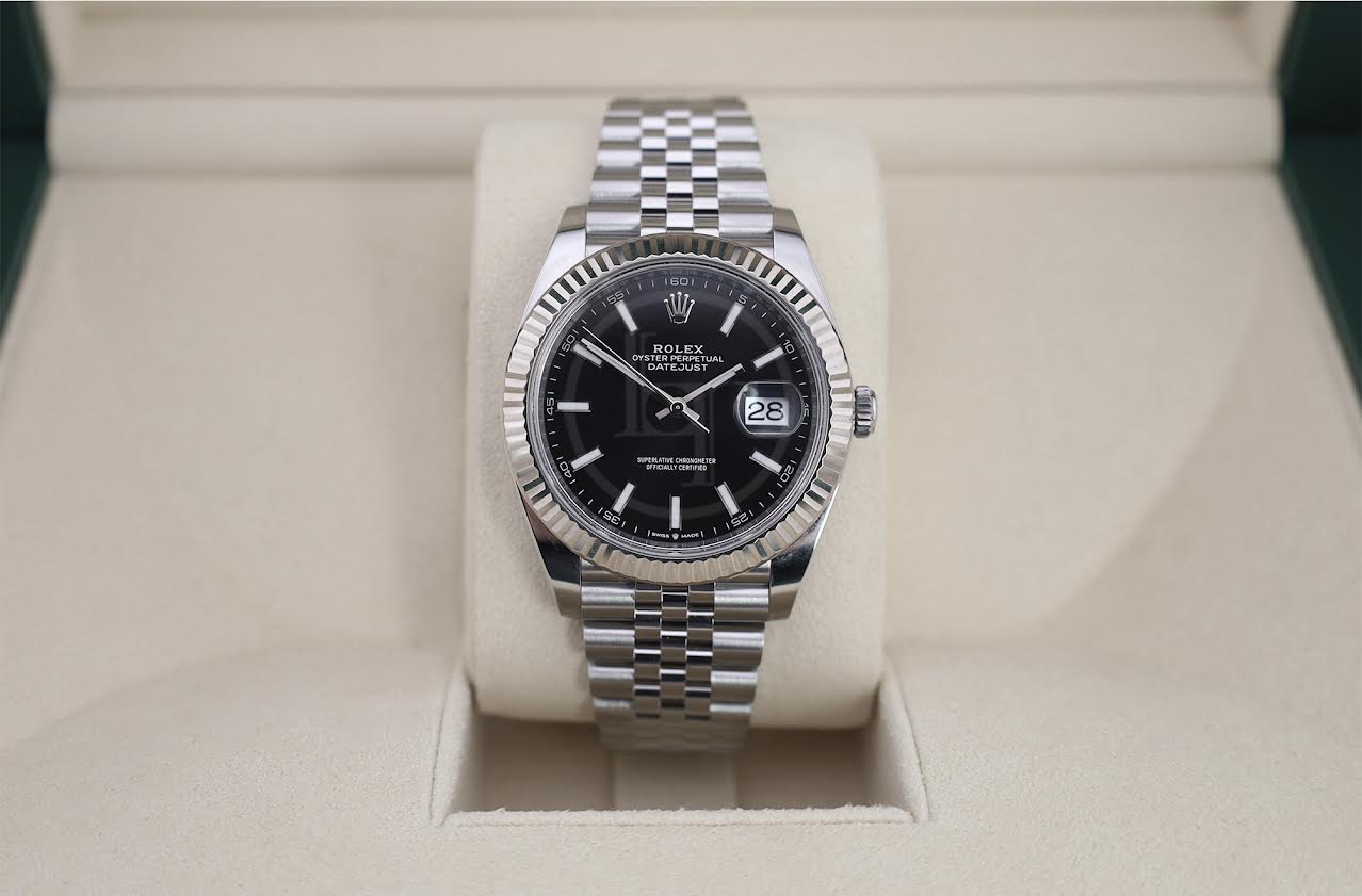 Rolex Datejust 41 White Gold/Steel Black Index Dial Fluted Bezel Jubilee Bracelet 126334 -