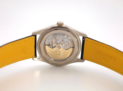 Patek Philippe Calatrava Date Sweep Seconds White Gold Black Carbon Motif Yellow Dial | 6007G-001