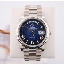 Load image into Gallery viewer, Rolex Day-Date 40 White Gold Blue Roman Dial &amp; Fluted Bezel President Bracelet 228239 -