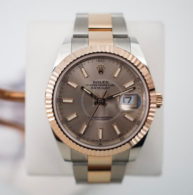 Rolex Datejust 41 Rose Gold/Steel Sundust Index Dial Fluted Bezel Oyster Bracelet 126331 -