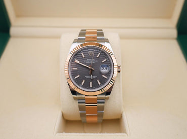 Rolex Datejust 41 Rose Gold/Steel Slate Motif Dial Fluted Bezel Oyster Bracelet 126331