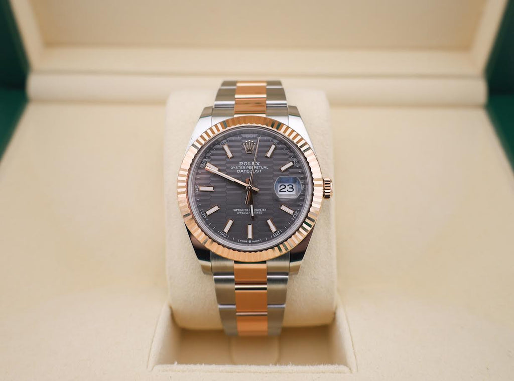 Rolex Datejust 41 Rose Gold/Steel Slate Motif Dial Fluted Bezel Oyster Bracelet 126331