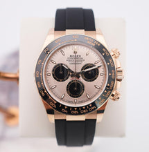 Load image into Gallery viewer, Rolex Daytona Rose Gold Sundust/Bright Black Dial 40 mm Oysterflex Rubber Bracelet Watch - 126515LN