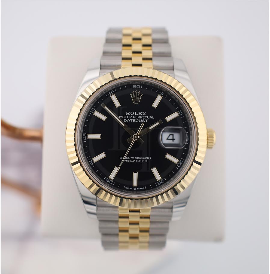 Rolex Datejust 41 Yellow Gold/Steel Black Index Dial Fluted Bezel Jubilee Bracelet 126333 -