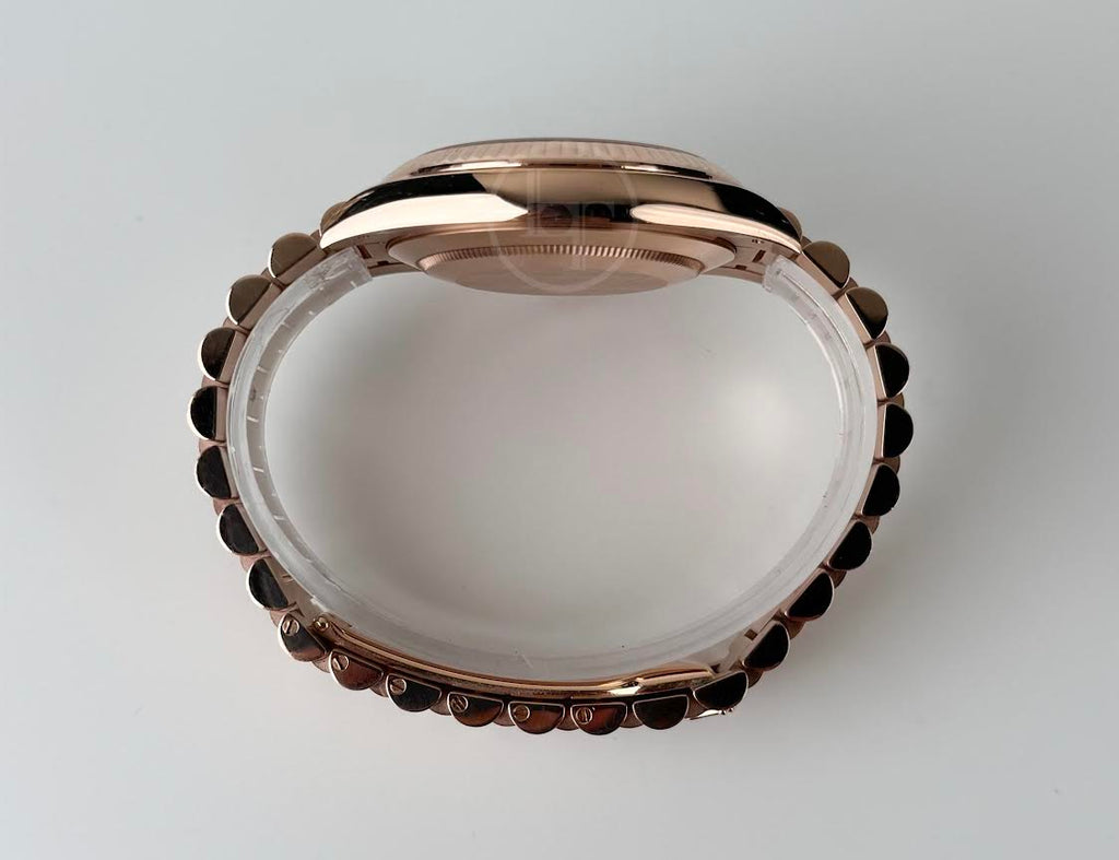 Rolex Day-Date 40 Rose Gold Chocolate Diamond Dial & Fluted Bezel President Bracelet 228235 -