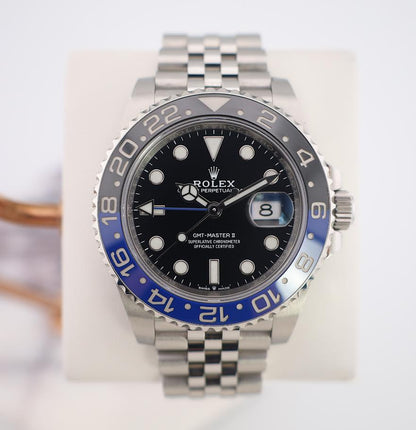 Rolex GMT Master II “Batgirl” Steel Black Dial Blue/Black Ceramic Bezel Jubilee Bracelet 126710BLNR