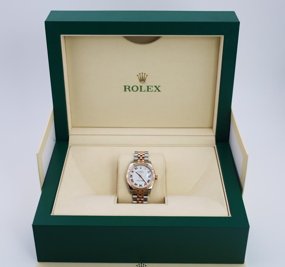 Rolex Datejust 31 Lady Midsize Rose Gold/Steel White Roman Dial & Fluted Bezel Jubilee Bracelet 178271
