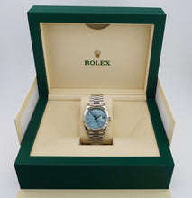 Load image into Gallery viewer, Rolex Day-Date 40 Platinum Ice Blue Diagonal Motif Dial &amp; Smooth Bezel President Bracelet 228206 -