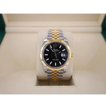 Rolex Datejust 41 Yellow Gold/Steel Black Index Dial Fluted Bezel Jubilee Bracelet 126333 -