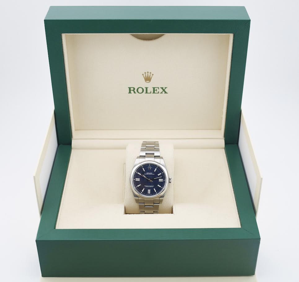Rolex Oyster Perpetual 41 Watch - Domed Bezel - Blue Index Dial - Oyster Bracelet - 2020 Release - 124300 bluio