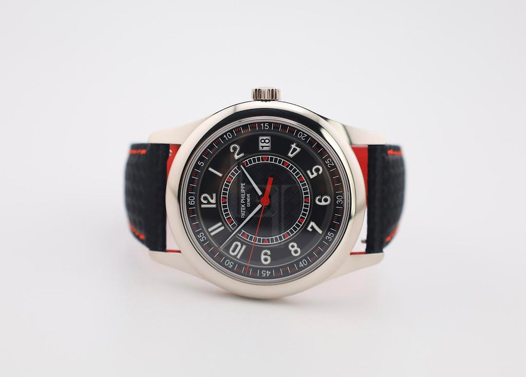 Patek Philippe Calatrava Date Sweep Seconds White Gold Black Carbon Motif Dial Red | 6007G-010