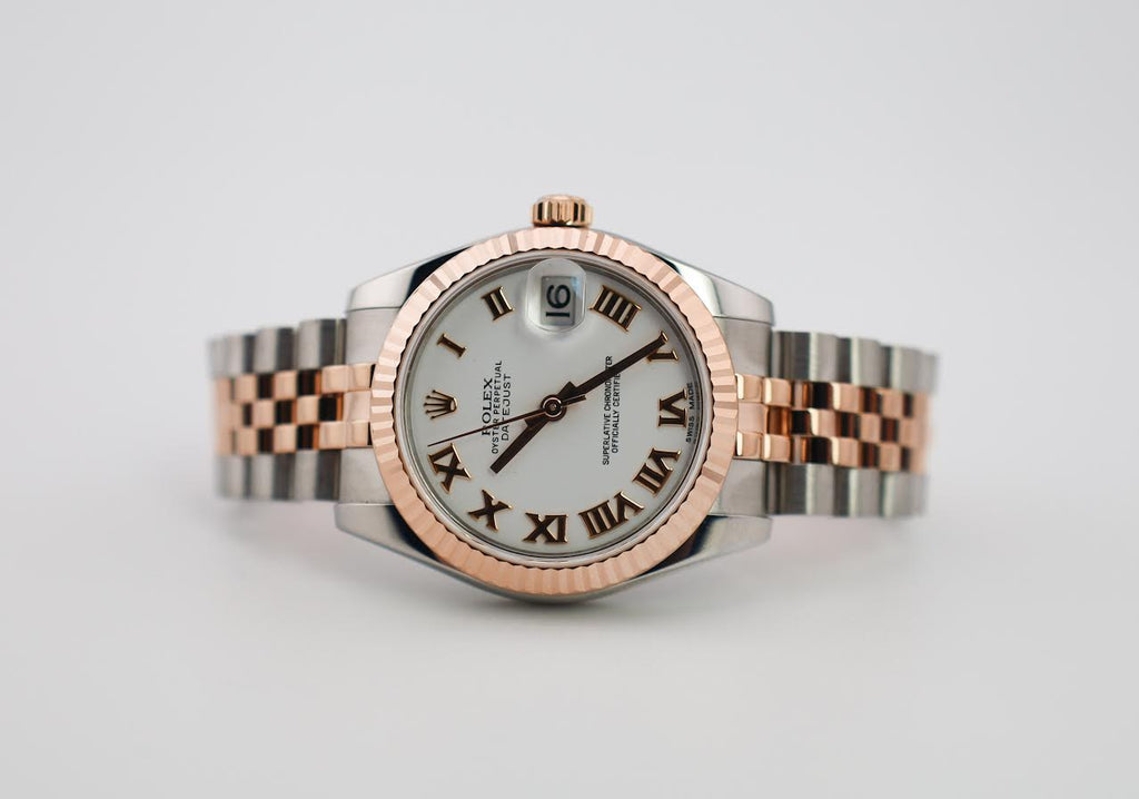 Rolex Datejust 31 Lady Midsize Rose Gold/Steel White Roman Dial & Fluted Bezel Jubilee Bracelet 178271