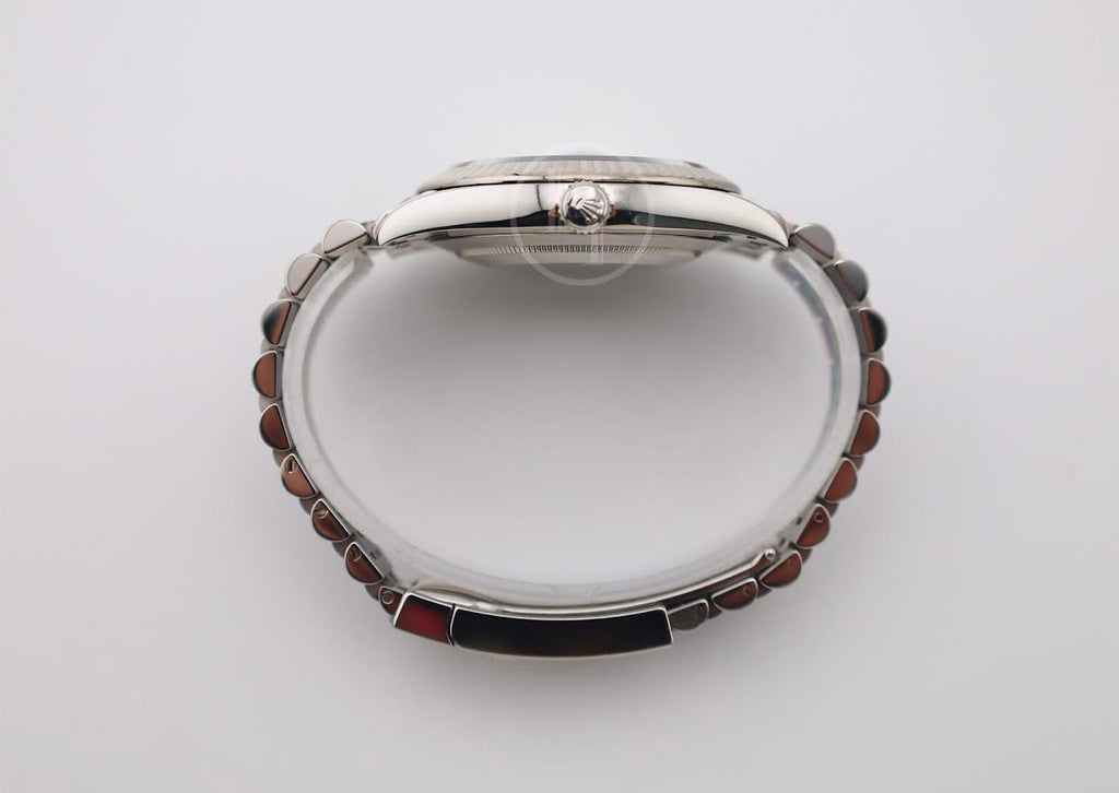 Rolex Datejust 41 White Gold/Steel Silver Index Dial Fluted Bezel Jubilee Bracelet 126334 -