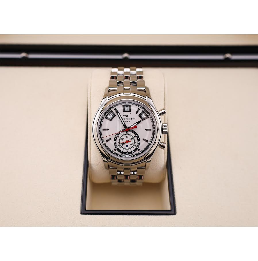 Patek Philippe Complications Day-Date Annual Calendar Chronograph Stainless Steel 40.5mm White Dial Bracelet | 5960/1A-001