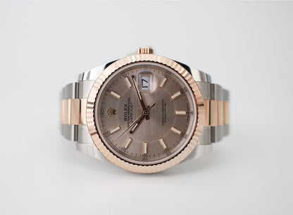 Rolex Datejust 41 Rose Gold/Steel Sundust Index Dial Fluted Bezel Oyster Bracelet 126331 -