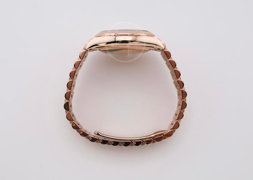 Rolex Day-Date 36 mm President Rose Gold Green Aventurine Diamond Dial Fluted Bezel - 128235