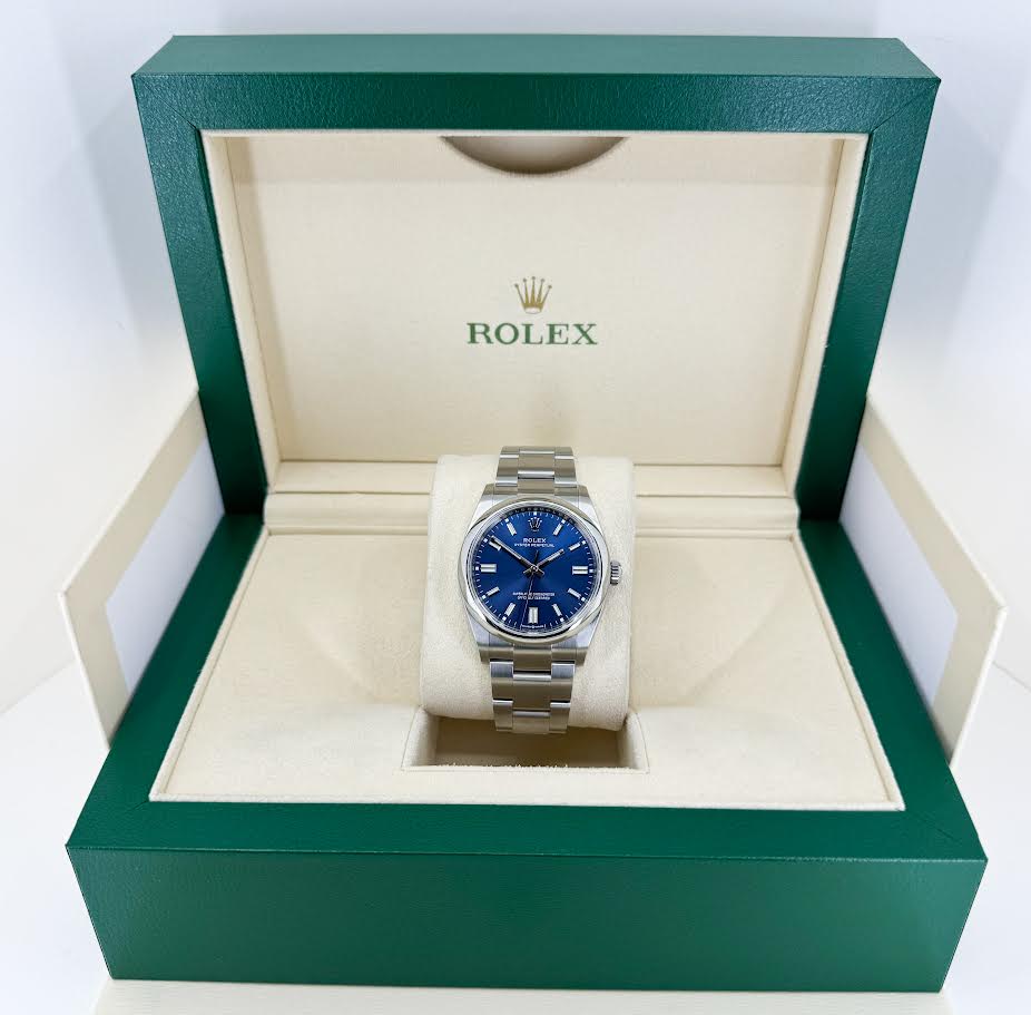 Rolex Oyster Perpetual 36 Watch - Domed Bezel - Blue Index Dial - Oyster Bracelet - 2020 Release - 126000 bluio