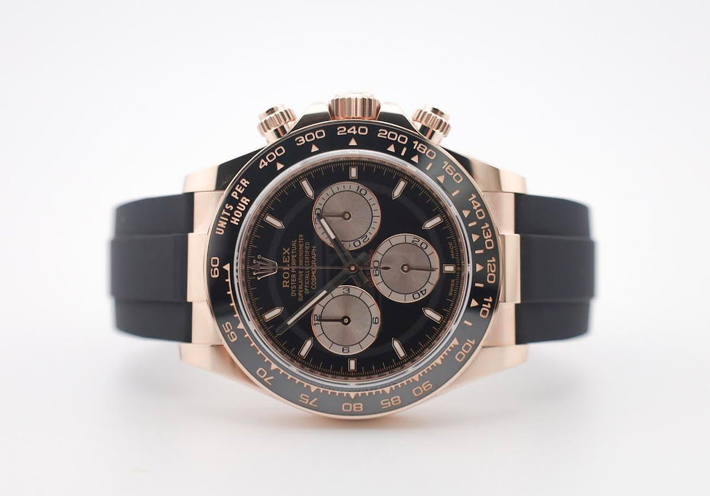 Rolex Daytona Rose Gold Bright Black/Sundust Dial Oysterflex Rubber Bracelet - 126515LN