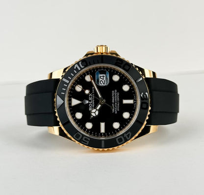 Rolex Yacht-Master 42 Yellow Gold Watch - Black Dial - Oysterflex Strap - 226658