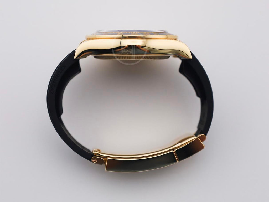 Rolex Yellow Gold Cosmograph Daytona Watch - Black Cerachrom Bezel - White Index Dial - Oysterflex Strap - 126518ln wiof