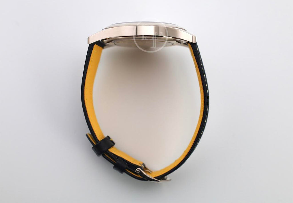 Patek Philippe Calatrava Date Sweep Seconds White Gold Black Carbon Motif Yellow Dial | 6007G-001