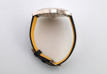 Load image into Gallery viewer, Patek Philippe Calatrava Date Sweep Seconds White Gold Black Carbon Motif Yellow Dial | 6007G-001