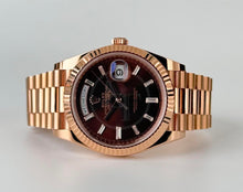 Load image into Gallery viewer, Rolex Day-Date 40 Rose Gold Chocolate Diamond Dial &amp; Fluted Bezel President Bracelet 228235 -