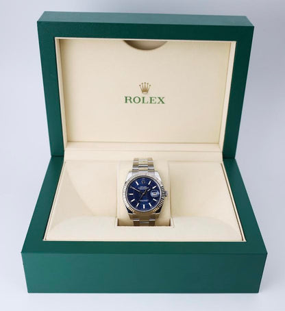 Rolex Datejust 41 White Gold/Steel Blue Index Dial Fluted Bezel Oyster Bracelet 126334 -