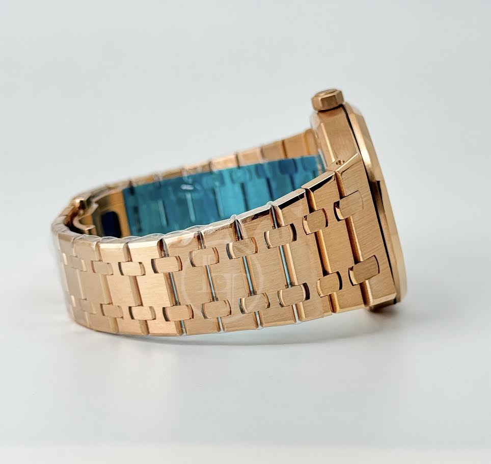 Audemars Piguet Royal Oak Selfwinding Rose Gold 41mm Blue Index Bracelet Watch - 15400OR.OO.1220OR.03