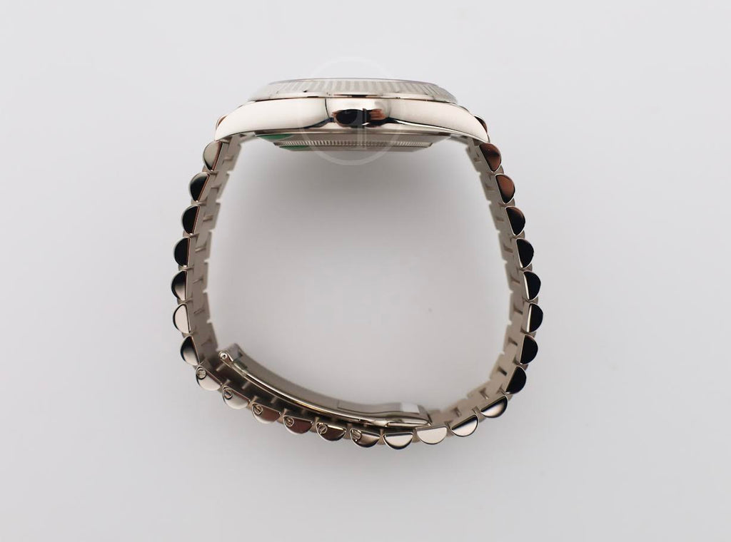 Rolex Day-Date 40 White Gold Blue Roman Dial & Fluted Bezel President Bracelet 228239 -