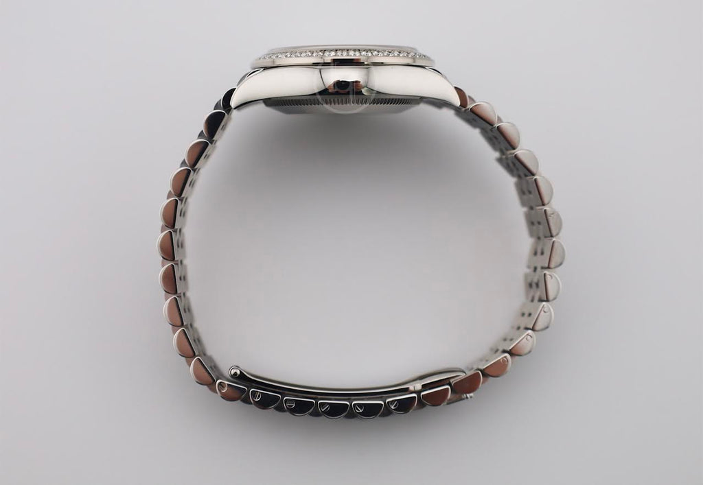 Rolex Steel and White Gold Datejust 31 Watch - Diamond Bezel - White Mother-Of-Pearl Diamond Dial - Oyster Bracelet - 278384RBR mdo